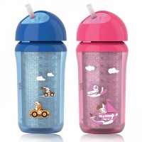 Philips Avent Термоизолирана чаша с мека силиконова сламка 260ml Philips Avent Термоизолирана чаша с мека силиконова сламка 260ml