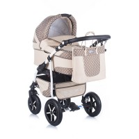 Baby Merc Q9 Бебешка количка 2 в 1 с кош Бежови точки Baby Merc Q9 Бебешка количка 2 в 1 с кош Бежови точки