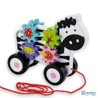 Andreu Toys Зебра със зъбни колела за дърпане 