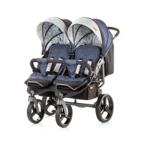 Chipolino Бебешка количка за близнаци Туикс сини дънки