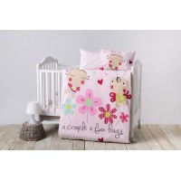 Kikka Boo Спален комплект от 6 части с олекотена завивка Honey bee