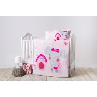 Kikka Boo 6-elements Bedding Set with duvet Pink House