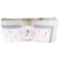 Minene Луксозен спален комплект крем и зелени звезди