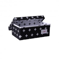 Minene Fabric Storage Box With Lid Black/White