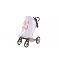 Minene Сенник за бебешка количка тензух бяло и розово
