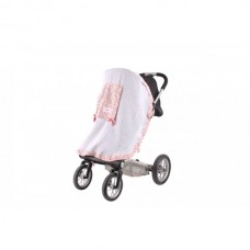 Minene Сенник за бебешка количка тензух бяло и розово