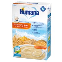 Humana Млечна каша с 5 зърна с бисквитка
