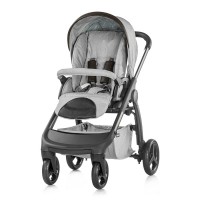 Chipolino бебешка комбинирана количка Аура 3 в1 сива перла лен меланж