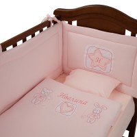 Ласка 5-elements Bedding Set Bo and Miya with baby name embroidery