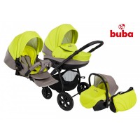 Buba Бебешка количка 3 в 1 City сиво и зелено 