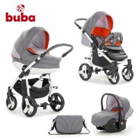 Buba Бебешка количка 3 в 1 Vivi лен - оранжево