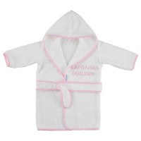 Ласка Халат за баня с персонална бродерия Розов
