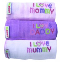 Minene Baby Muslins I Love Mummy/Daddy 