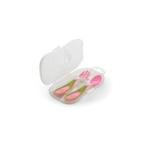 Nuvita Комплект вилица и лъжица в кутийка, розови