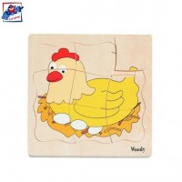 Woody Multilayered puzzle chicken and egg