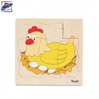 Woody Multilayered puzzle chicken and egg