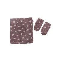 Minene Комплект шал и ръкавици бежово със звездички 