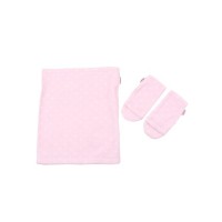 Minene Комплект шал и ръкавици розово на точки 