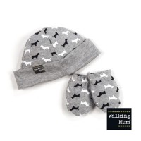 Walking mum Комплект шапка и  ръкавички за новородено Walkie  
