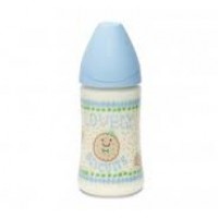 Шише за хранене 270мл. анат. каучуков биберон  Blue Biscuits  - Suavinex