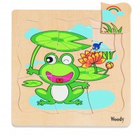 Woody Дървен многослоен пъзел Развитие на жабата