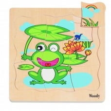 Woody Дървен многослоен пъзел Развитие на жабата